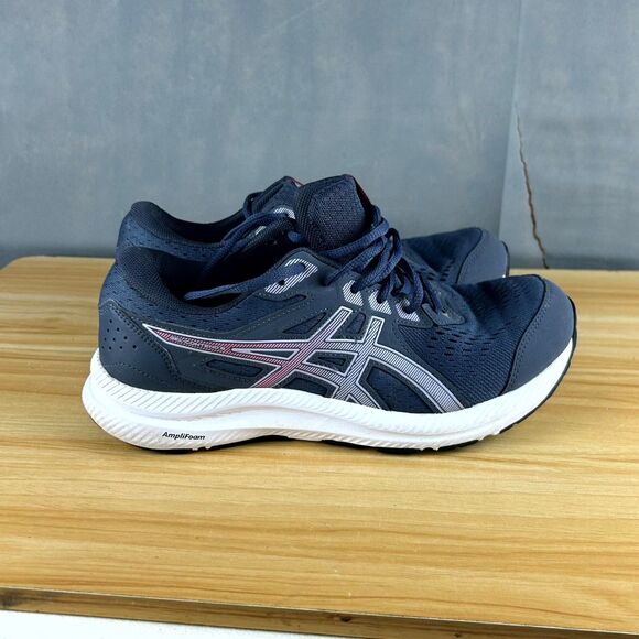 ASICS Gel-Contend 8 1012B320 Shoes Womens 8.5 Navy Blue Running Lace-Up Sneakers - Picture 2 of 10